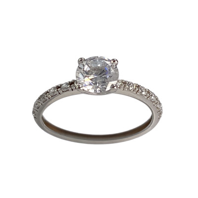 Bague d'occasion or 375 blanc zirconias