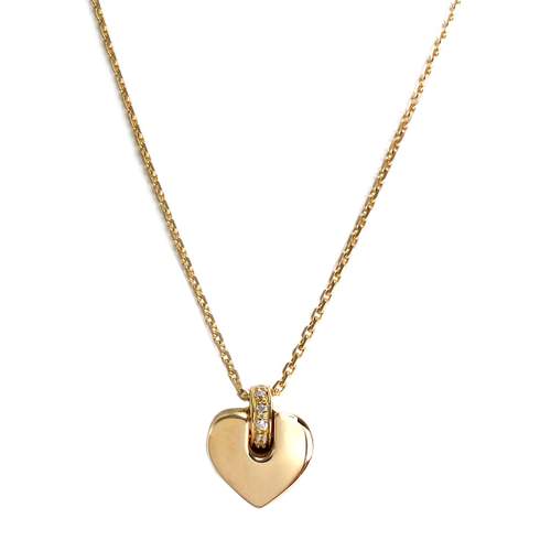 Collier d'occasion or 750 jaune coeur maille forcat zirconias