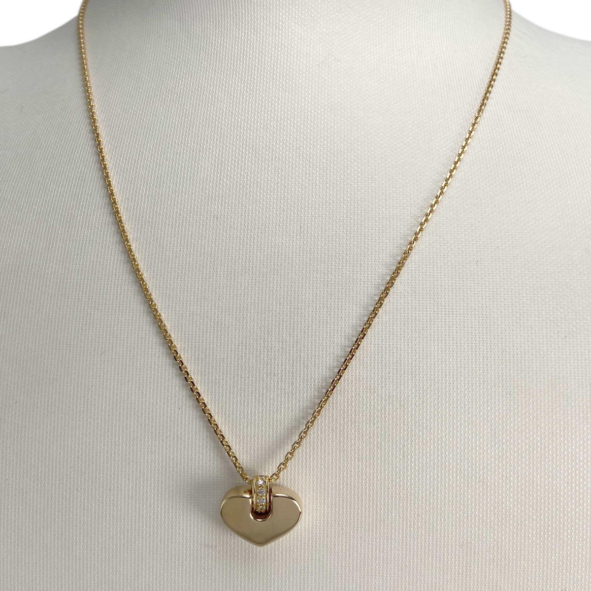 Collier d'occasion or 750 jaune coeur maille forcat zirconias - vue 2