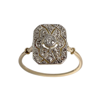 Pre-owned 750 two-tone gold ring with diamonds