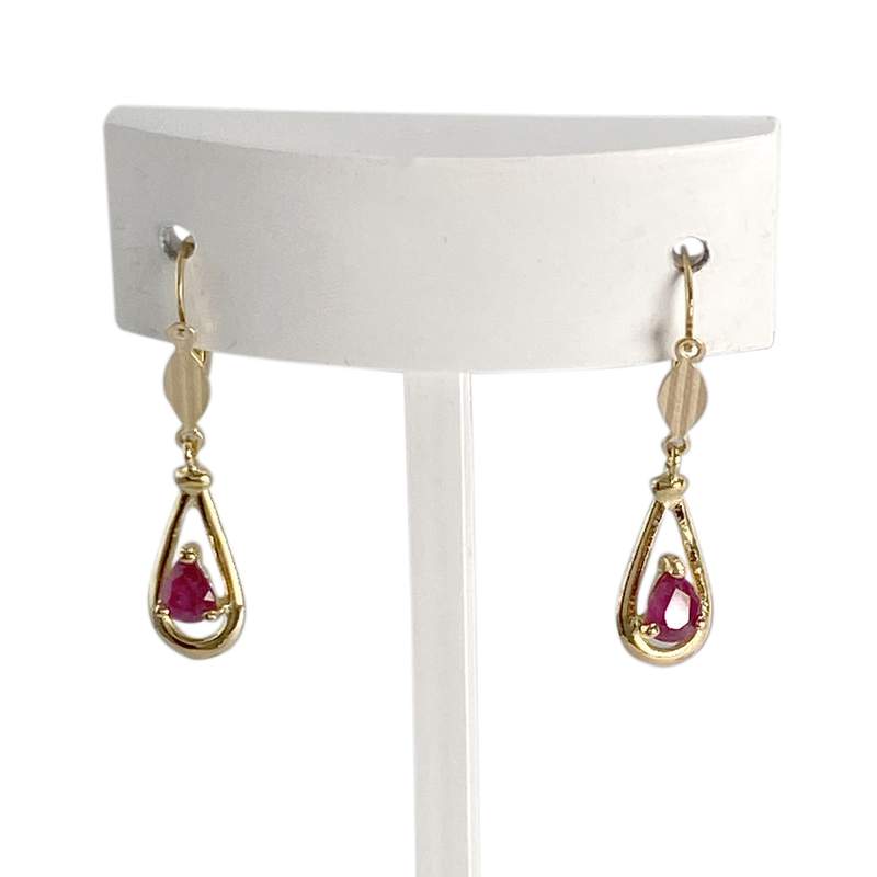Boucles d'oreilles d'occasion or 585 jaune rubis - vue 1