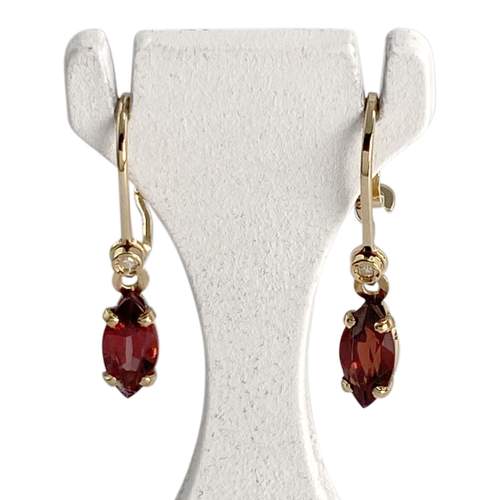 Boucles d'oreilles d'occasion or 750 jaune diamant grenat