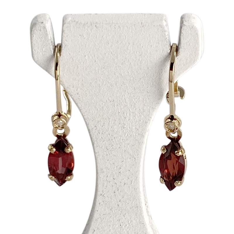Boucles d'oreilles d'occasion or 750 jaune diamant grenat - vue 1