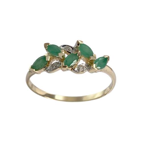Bague d'occasion  or 750 2 tons diamants émeraudes