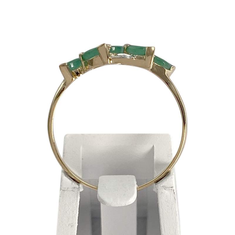 Bague d'occasion  or 750 2 tons diamants émeraudes - vue 3