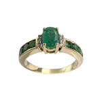 Bague d'occasion  or 750 2 tons émeraudes  diamants - vue 1
