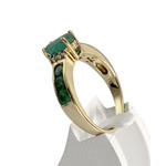Bague d'occasion  or 750 2 tons émeraudes  diamants - vue 2