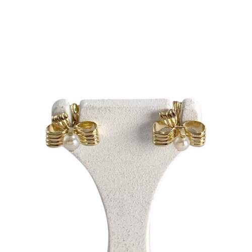 Boucles d'oreilles d'occasion or 750 jaune perles de culture