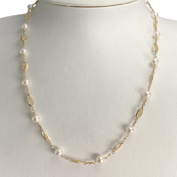 Collier d'occasion or 750 jaune maille filigrane perle de culture