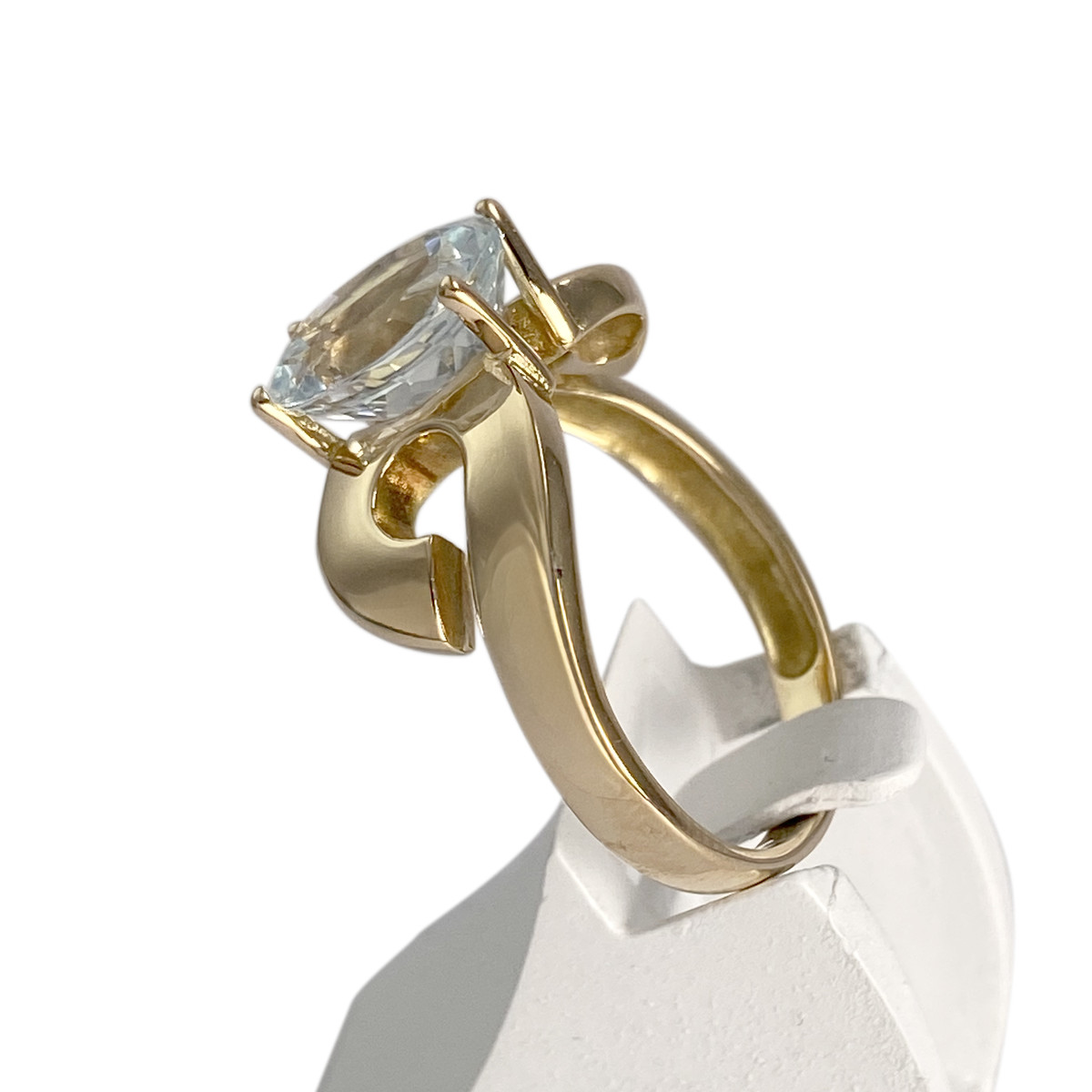 Bague d'occasion or 750 jaune aigue marine - vue 2
