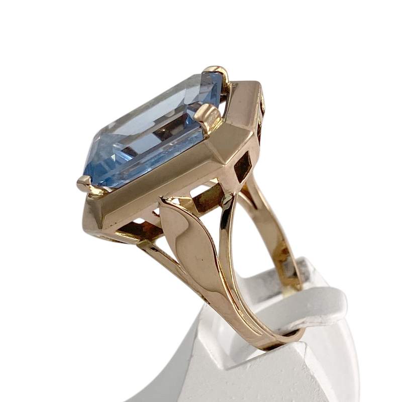 Bague d'occasion or 750 jaune spinelle synthetique - vue 2