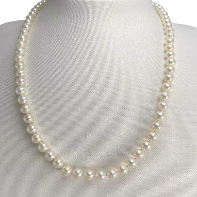 Pre-owned 750 yellow gold necklace with Japanese cultured pearls, 50 cm - View 2