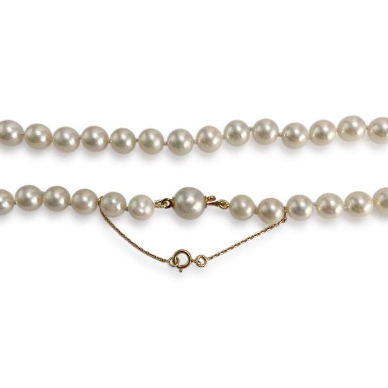 Pre-owned 750 yellow gold necklace with Japanese cultured pearls, 50 cm - View 3