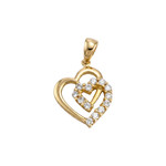 Pendentif coeur d'occasion or 750 jaune zirconias - vue 1