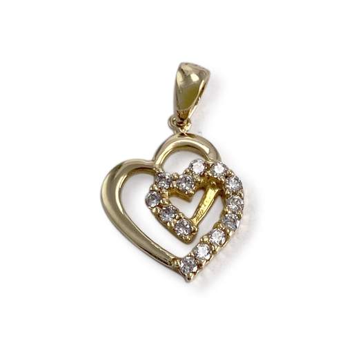 Pendentif coeur d'occasion or 750 jaune zirconias