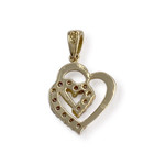 Pendentif coeur d'occasion or 750 jaune zirconias - vue 2