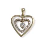 Pendentif coeur d'occasion or 375 jaune zirconias - vue 1