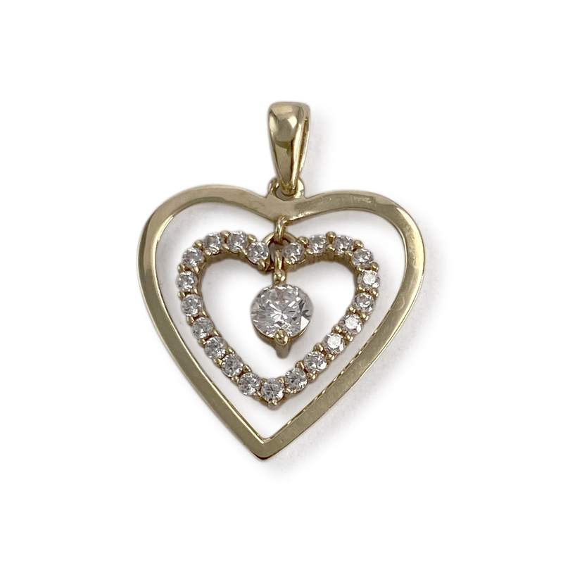 Pendentif coeur d'occasion or 375 jaune zirconias - vue 1