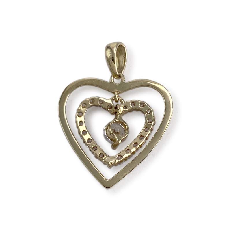 Pendentif coeur d'occasion or 375 jaune zirconias - vue 2