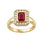 Bague d'occasion or 750 jaune rubis diamant - vue 1