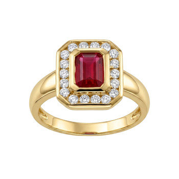 Second-hand gold 750 yellow ruby diamond ring