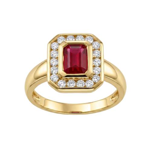 Bague d'occasion or 750 jaune rubis diamant
