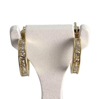 Boucles d'oreilles d'occasion or 750 jaune diamants
