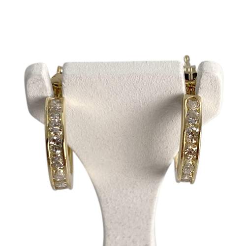 Boucles d'oreilles d'occasion or 750 jaune diamants