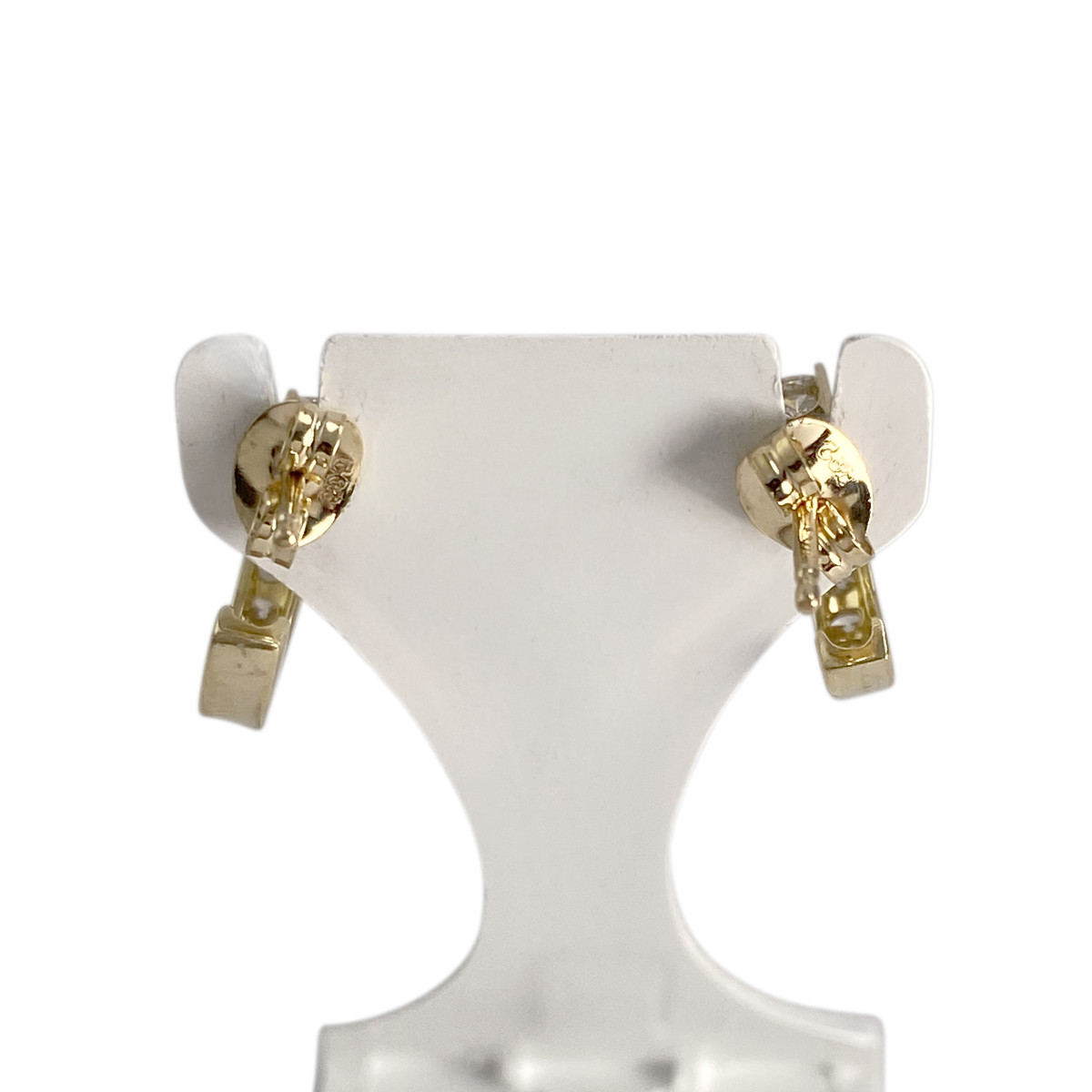 Boucles d'oreilles d'occasion or 750 jaune diamants - vue 3