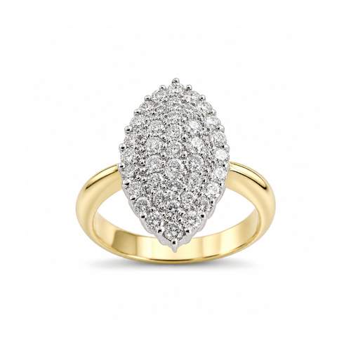 Tweedehands gouden 750 2 toon diamanten ring