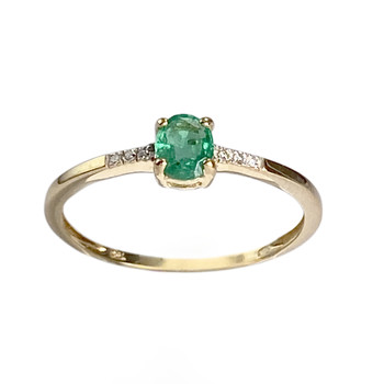 Bague d'occasion or 750 2 tons émeraude diamants
