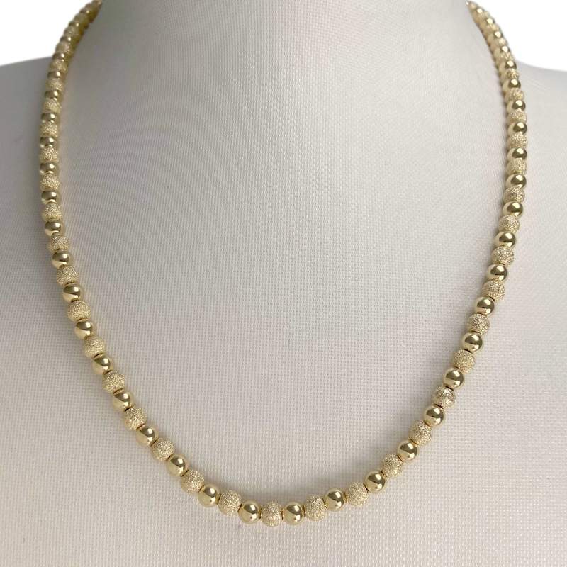 Collier d'occasion en or jaune 750, maille boules, 44,5 cm - vue 2