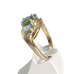 Bague d'occasion or 750 2 tons topazes bleues traitées diamants - vue 2