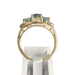 Bague d'occasion or 750 2 tons topazes bleues traitées diamants - vue 3
