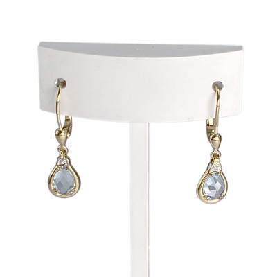 Boucles d'oreilles d'occasion or 750 2 tons aigue marine diamant