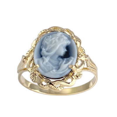 Bague d'occasion or 750 jaune camée calcédoine