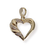 Pendentif coeur d'occasion or 585 2 tons zirconias - vue 1
