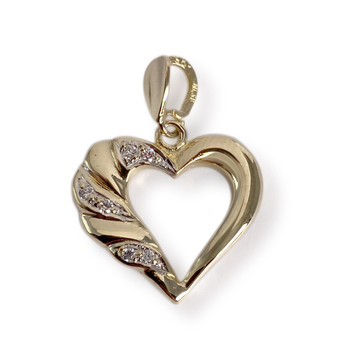 Pendentif coeur d'occasion or 585 2 tons zirconias