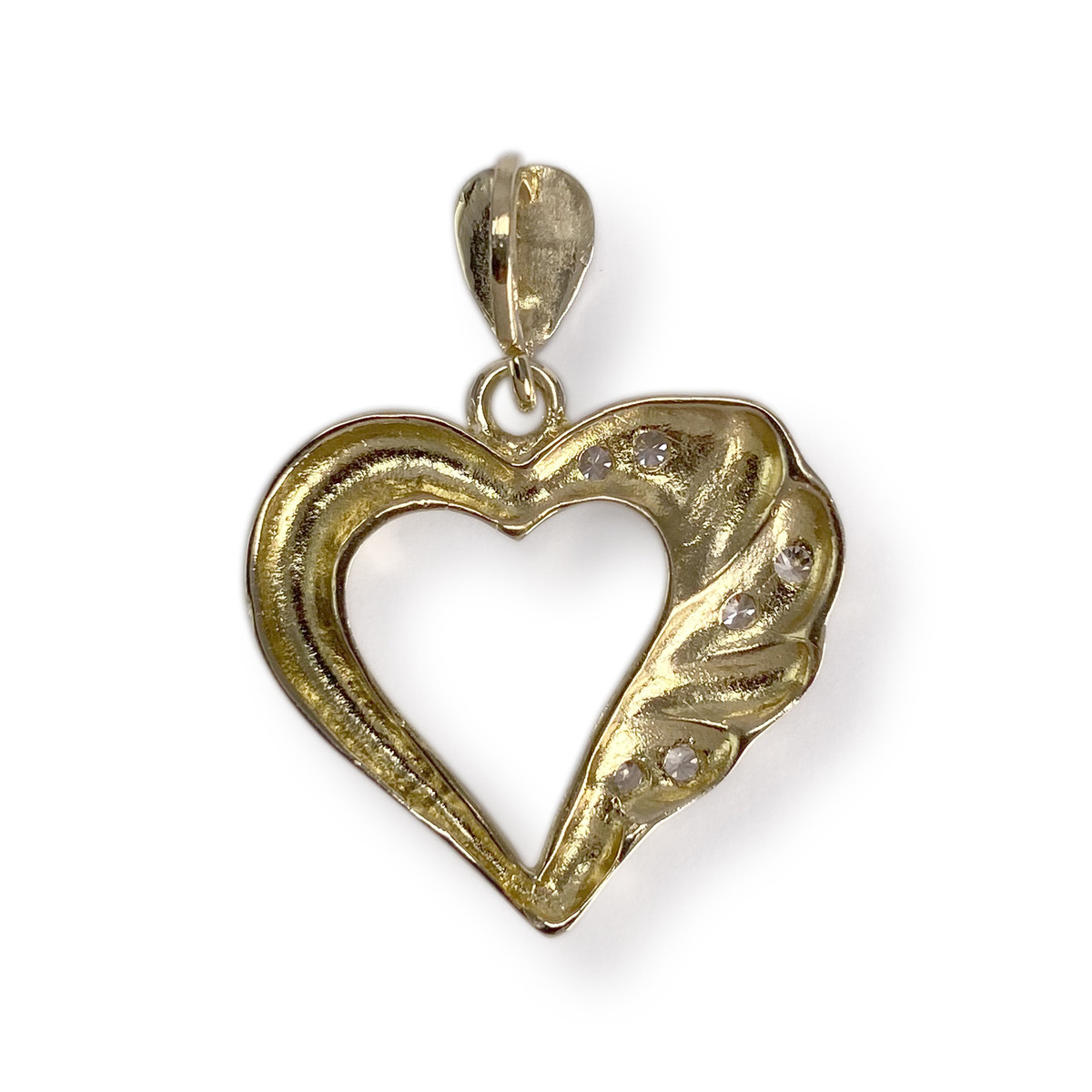 Pendentif coeur d'occasion or 585 2 tons zirconias - vue 2