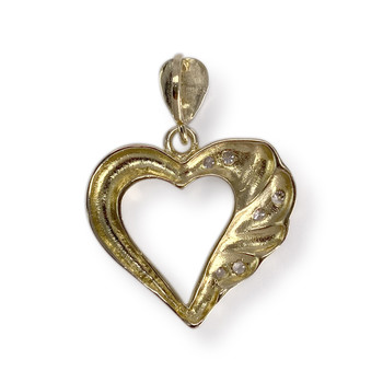 Pendentif coeur d'occasion or 585 2 tons zirconias