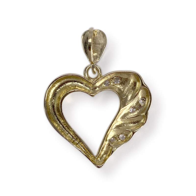 Pendentif coeur d'occasion or 585 2 tons zirconias - vue 2
