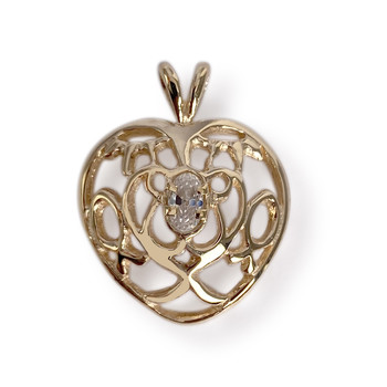 Pendentif coeur d'occasion or 585 jaune zirconia