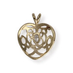Pendentif coeur d'occasion or 585 jaune zirconia - vue 2