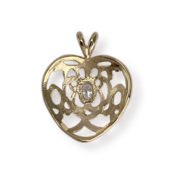 Pendentif coeur d'occasion or 585 jaune zirconia