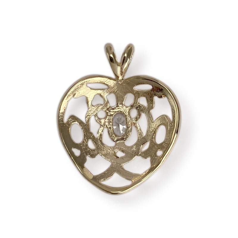 Pendentif coeur d'occasion or 585 jaune zirconia - vue 2