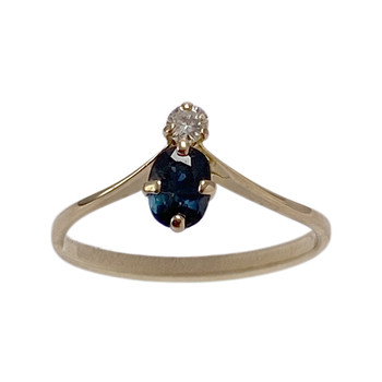Bague d'occasion or 750 jaune diamant saphir