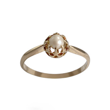Tweedehands gouden ring 750 gele gekweekte parel