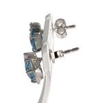Boucles d'oreilles d'occasion or 750 blanc coeur aigues-marines diamants - vue 2