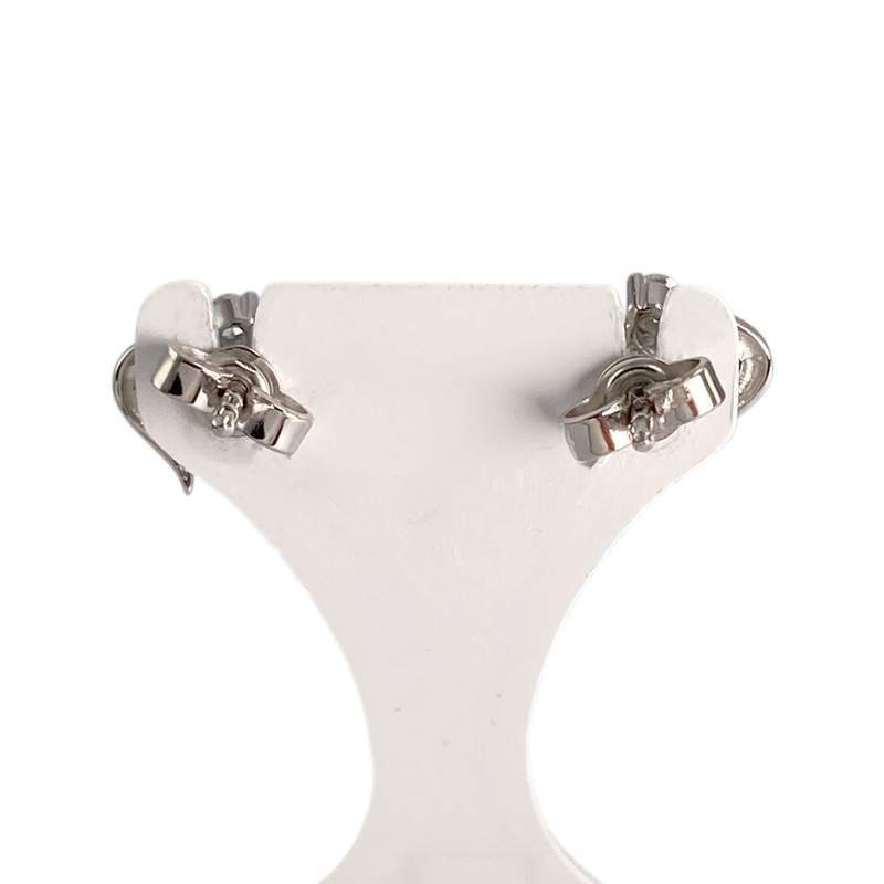 Boucles d'oreilles d'occasion or 750 blanc coeur aigues-marines diamants - vue 3