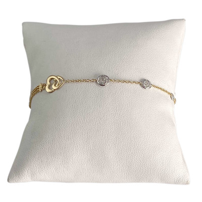 Bracelet d'occasion or 750 2 tons coeur maille forcat diamants 18 cm - vue 1